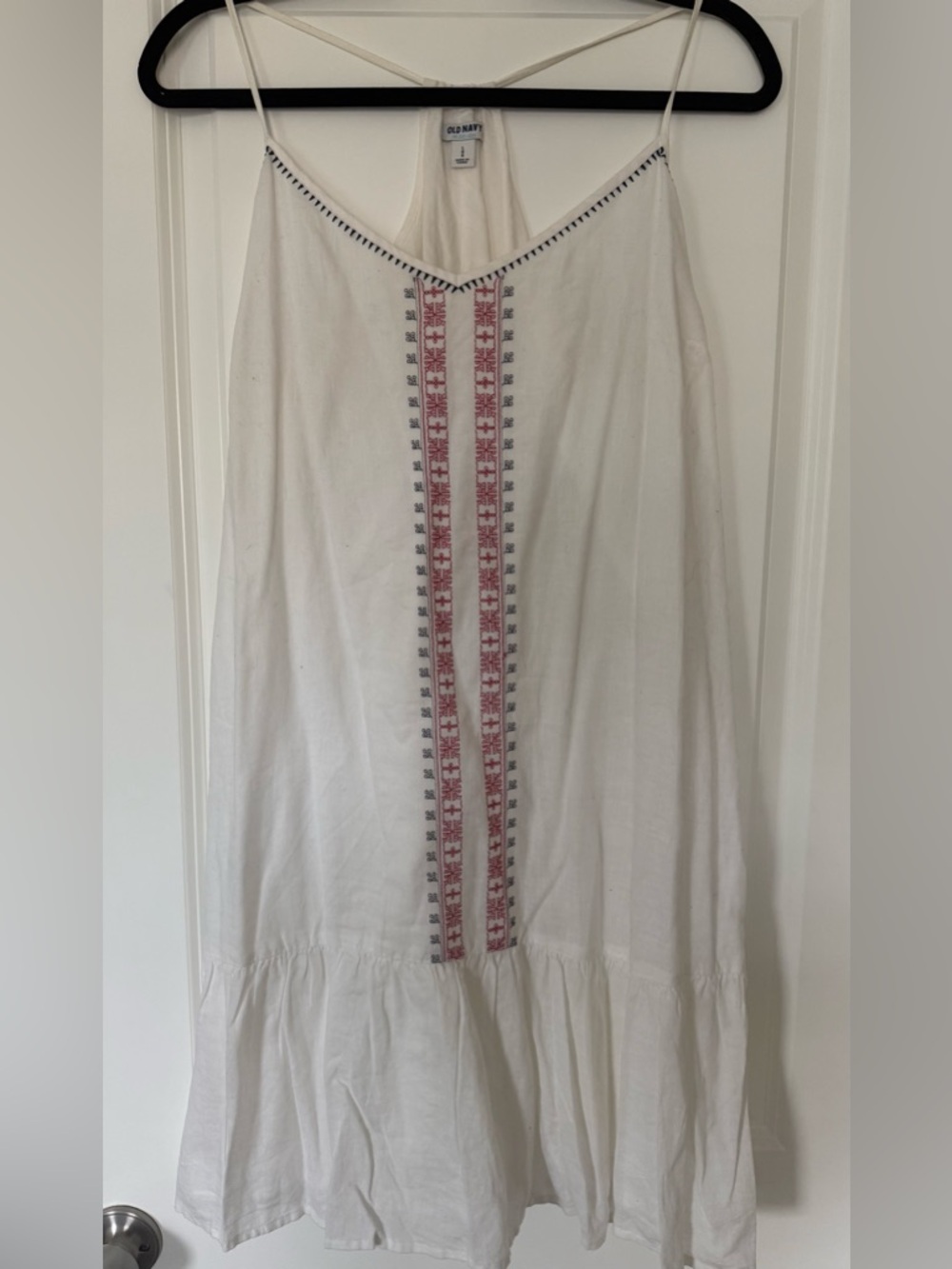 Old Navy Cream Halter-Neck Dress with Navy Logo Tag